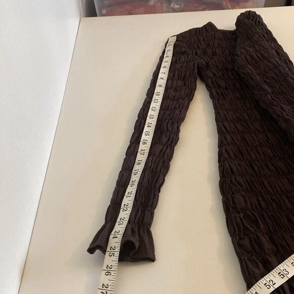 Dolls Kill Another Girl Chocolate Brown Smocked Mini Dress Size 4 - Picture 13 of 13